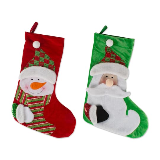 DII&#xAE; Santa &#x26; Snowman Stocking Set